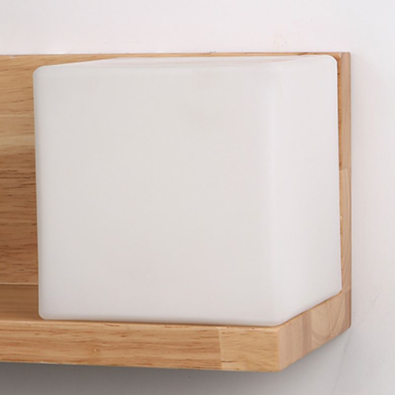 Luce da parete rettangolare di vetro in moderna lampada a parete singola in legno moderna, navi senza decorazioni