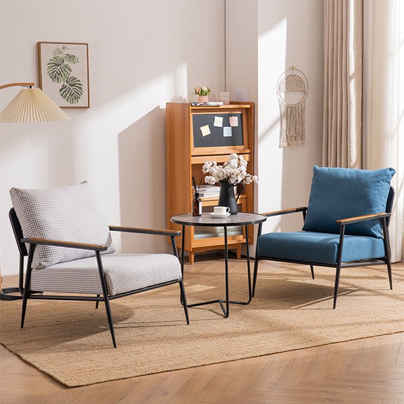 Industrial Solid Color Armchair Square Arms Accent Armchair for Living Room