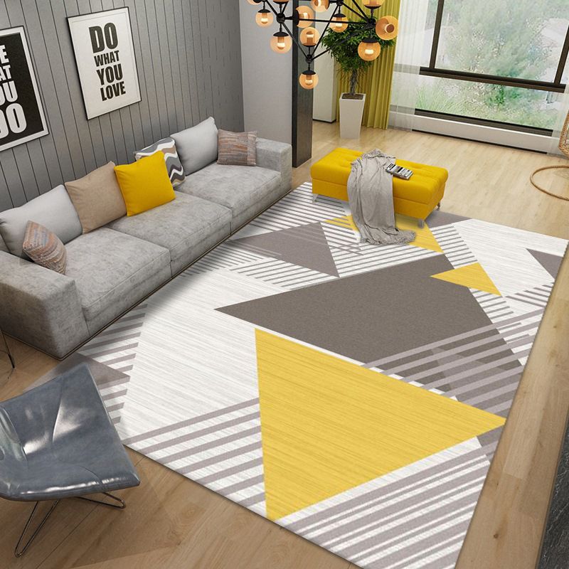 Geometric Indoor Rug Modern Patchwork Area Rug Polyester Carpet for Living Room