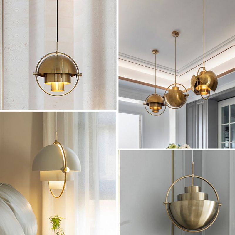 Contemporary Shaded Hanging Light Fixture Metal Living Room Ceiling Pendant Light