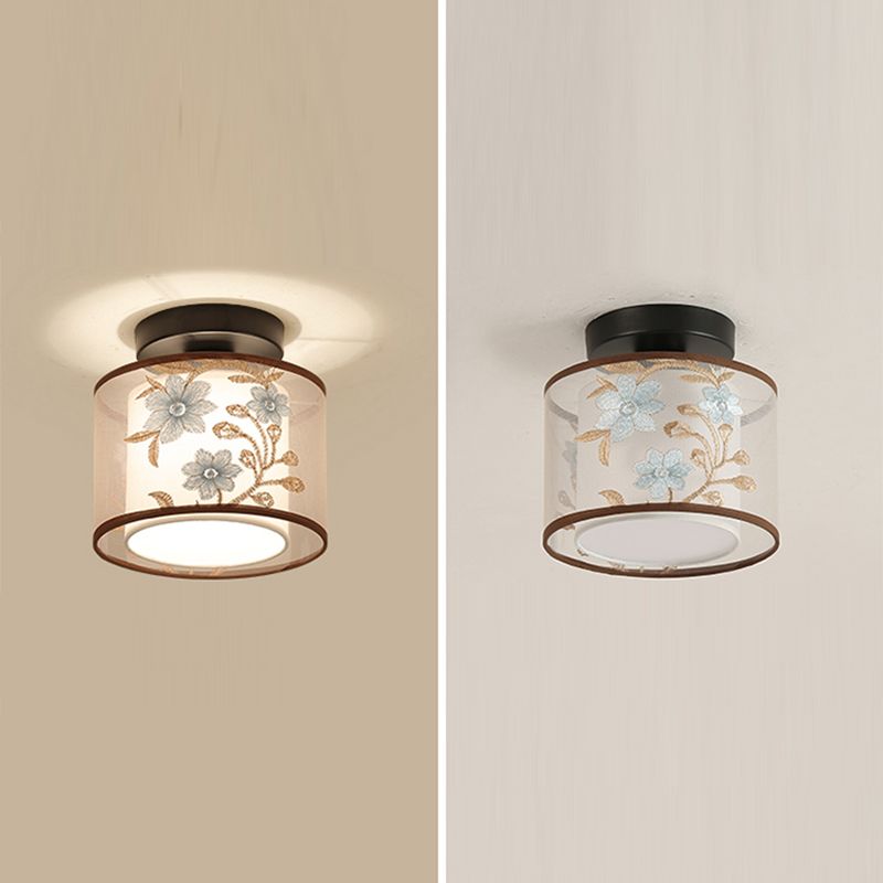 Lámparas de techo de estilo tradicional geometría de tejido blanco semiincrustado lámparas de techo de techo