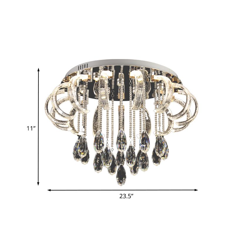 Arched and Drip Flushmount Lighting Modern Clear Crystal LED Bedroom Flush Mount Fixture