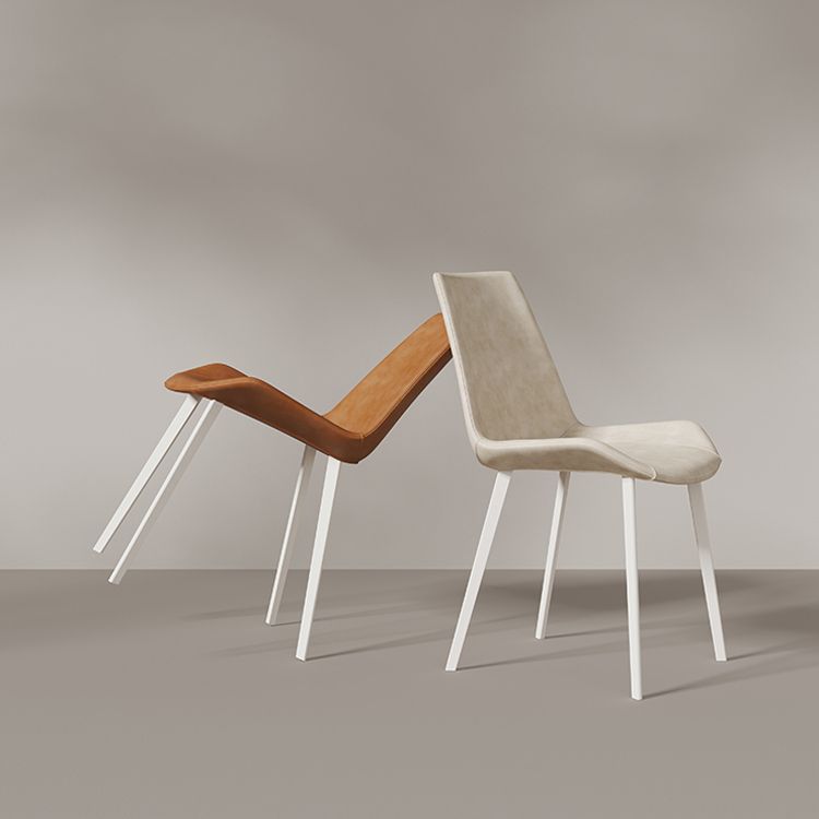 White Leg Contemporary Upholstered Armless Dining Room Chair for Home