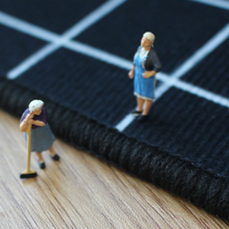 Schwarzer und grau geometrischer Muster Teppich Polyester Innenteppich Färbemittelebiet Teppich