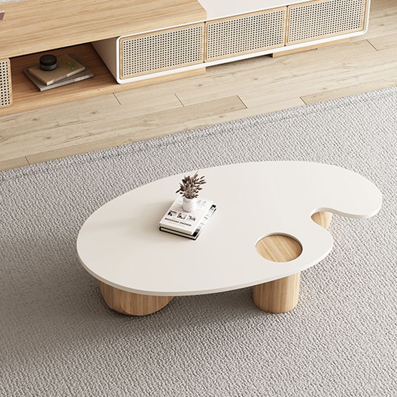 11"H Contemporary Coffee Table Solid Wood White Coffee Cocktail Table