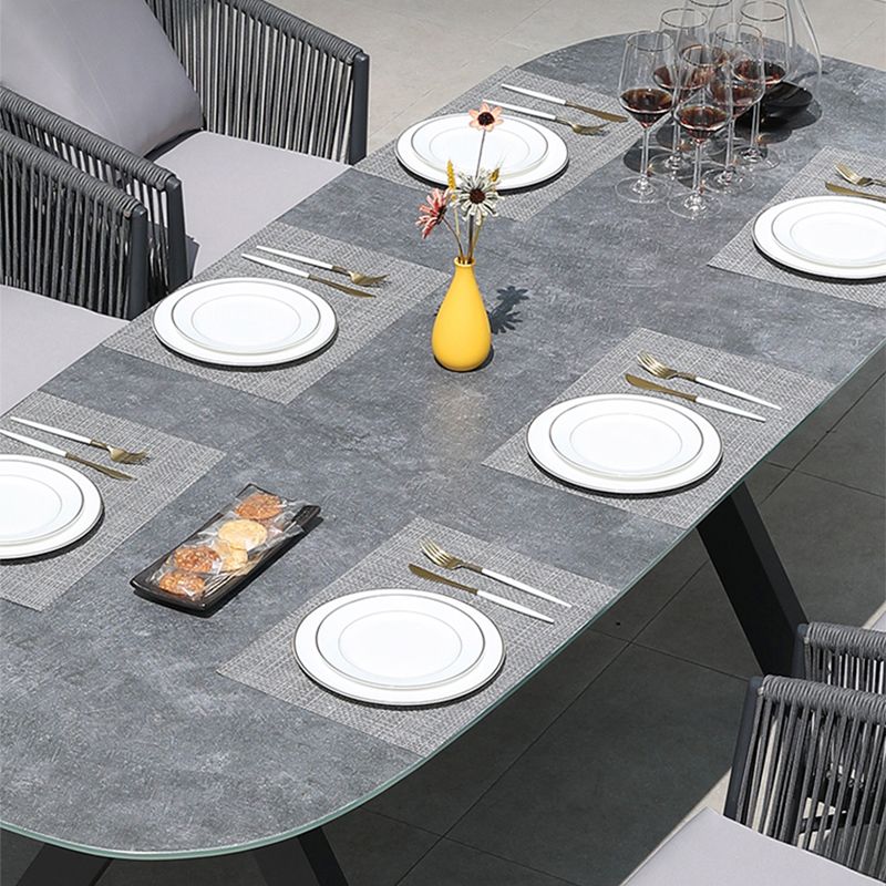 Metal Frame Dining Table Water Resistant Stone Table, 29.52" High