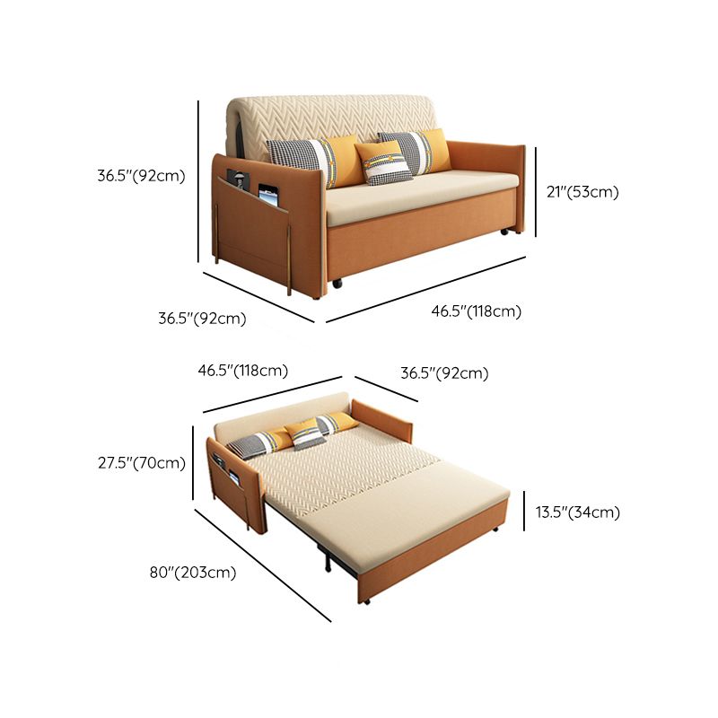 Yellow Faux leather Sofa Bed 36.22" Wide Contemporary Foldable Sleeper Sofa