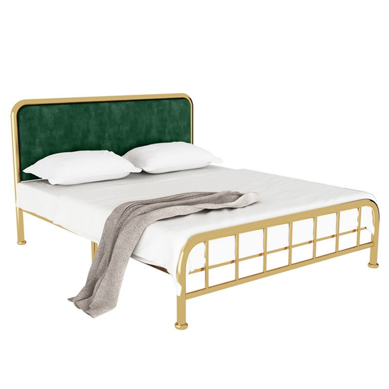 Contemporary Metal Panel Upholstered Headboard with Metal Legs Bed Frame