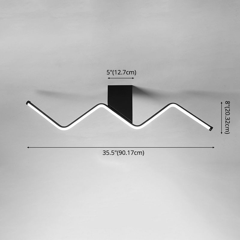 1 Light Linear Flush Mount Ceiling Light Modern Metal Ceiling Light Fixture