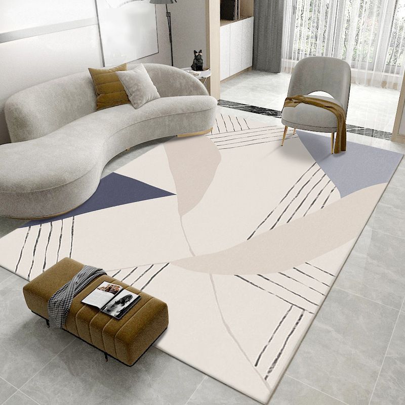 Apricot Abstract Indoor Carpet Polyester Minimalist Rug Anti-Split for Home Decoration