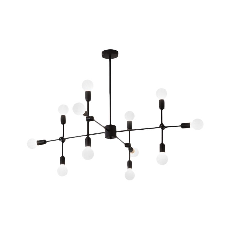Sputnik Living Room Hanging Chandelier Opal Glass 9/12/15 Lights Modernist Hanging Lamp in Black/Gold