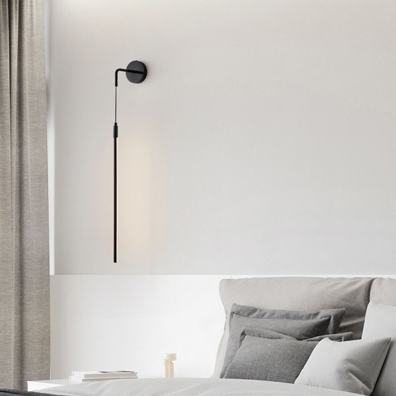 Metal Shade Wall Lamp Modern Style Black/Gold Shape Wall Mounted Lighting for Bedroom