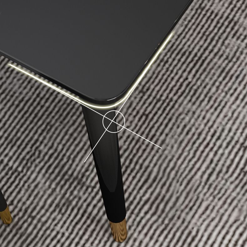 Industrial Style Home Sintered Stone Dining Table Rectangle Shape Table with 4 Legs Base