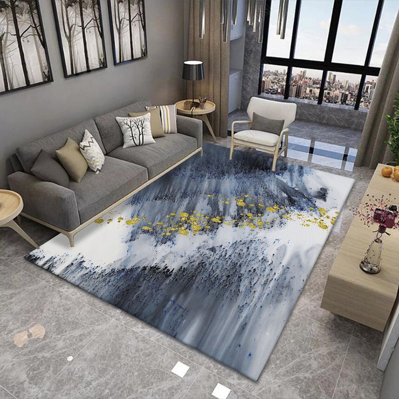 Colorful Contemporary Funky Indoor Rug Casual Watercolor Printed Carpet Polyester Stain Resistant Carpet for Living Room