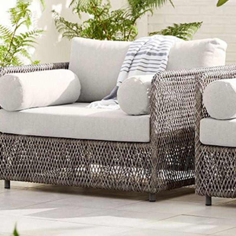 Metal and Rattan Patio Sofa Tropical Style Villa Outdoor Patio Sofa