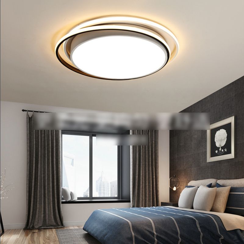 Apparecchio da soffitto in acrilico a 2 luci in stile moderno con montaggio a incasso a LED rotondo