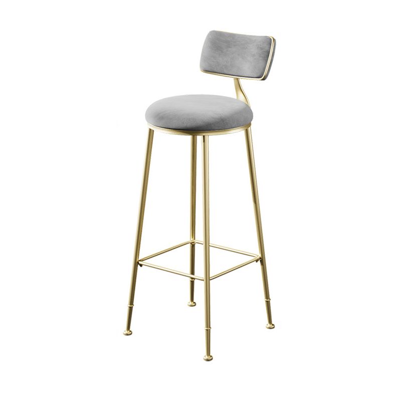 Glam Metal Barstool Fabric Counter Stool in Matte Finish for Indoor