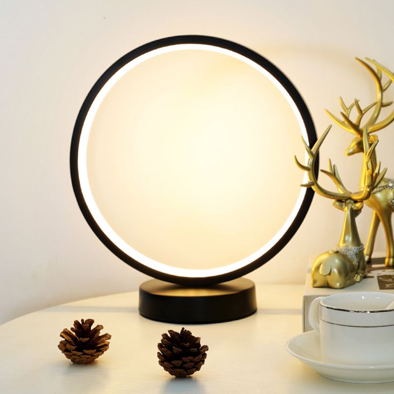 Modern Style Linear Table Lamp Silicone Shade Round Desk Light for Bedroom