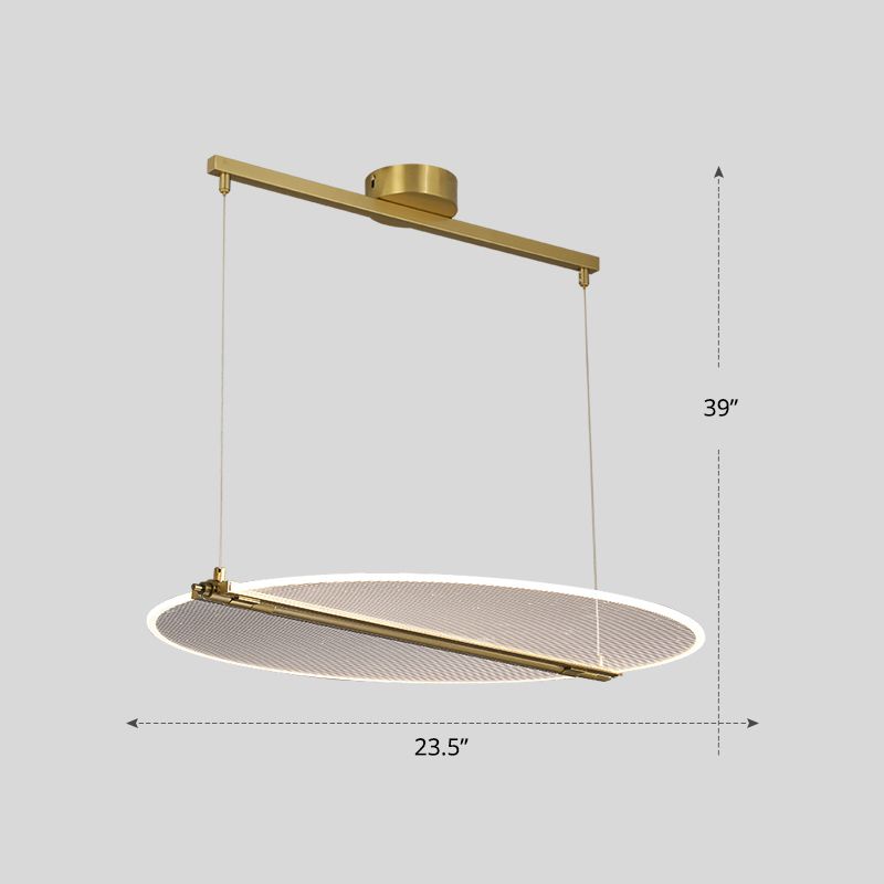 Folding Island Light Minimalistic Acrylic Dining Room Suspension Pendant Light in Gold