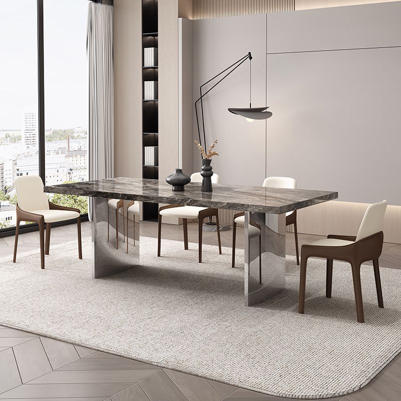 Glossy Brown Dining Table Set 1/4/5/7 Pcs Dinette Set with Faux Leather Chairs