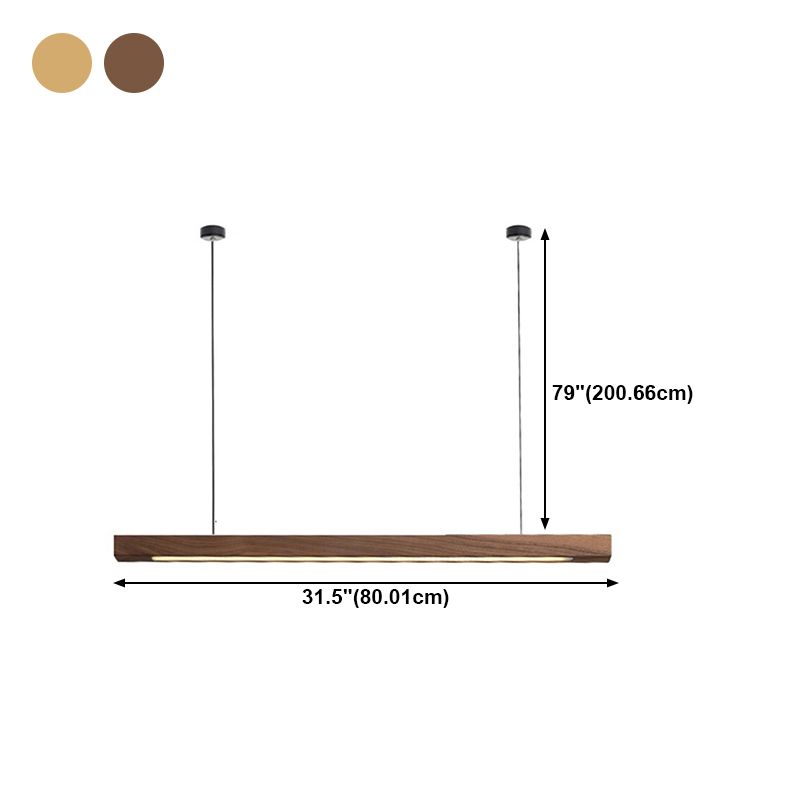 Modern Wood Island Lamp Linear 1-Light Restaurant LED Pendant Light with Acrylic Shade
