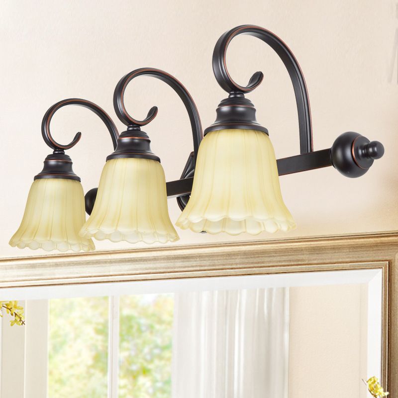 Simplicité traditionnelle Bell Vanity Sconce Lights Ribbed Glass Wall Mount luminaire