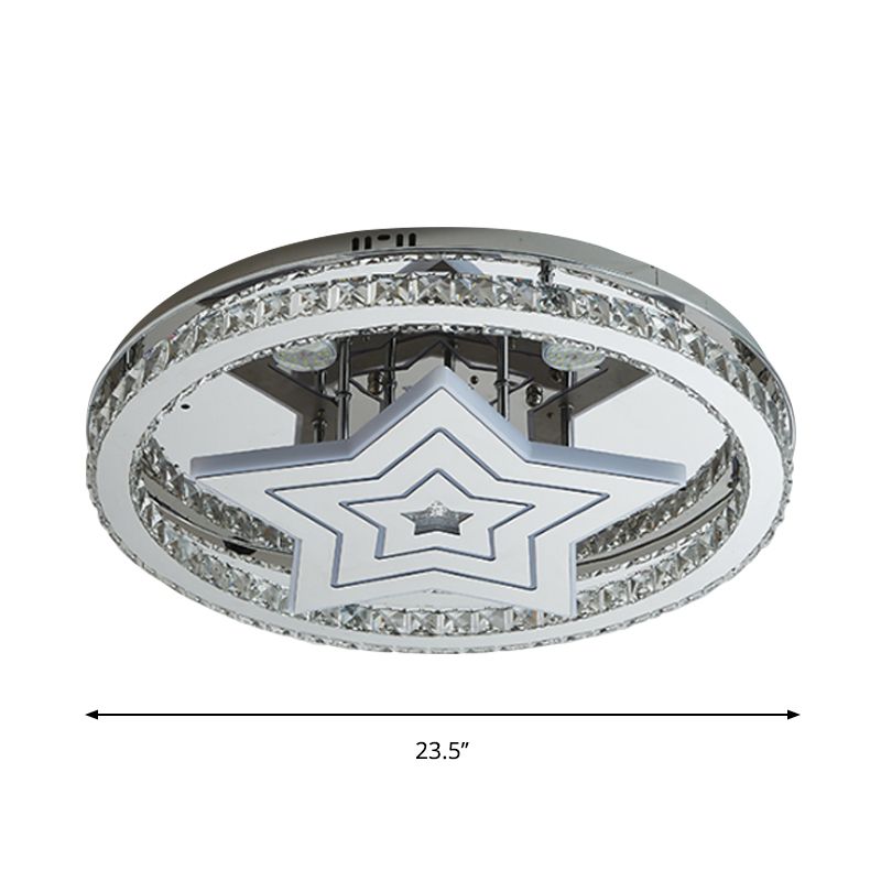 Kreis Schlafzimmer Decke Flush Crystal Block LED Modernist Semi Flush Mount mit Sterndesign in Chrom
