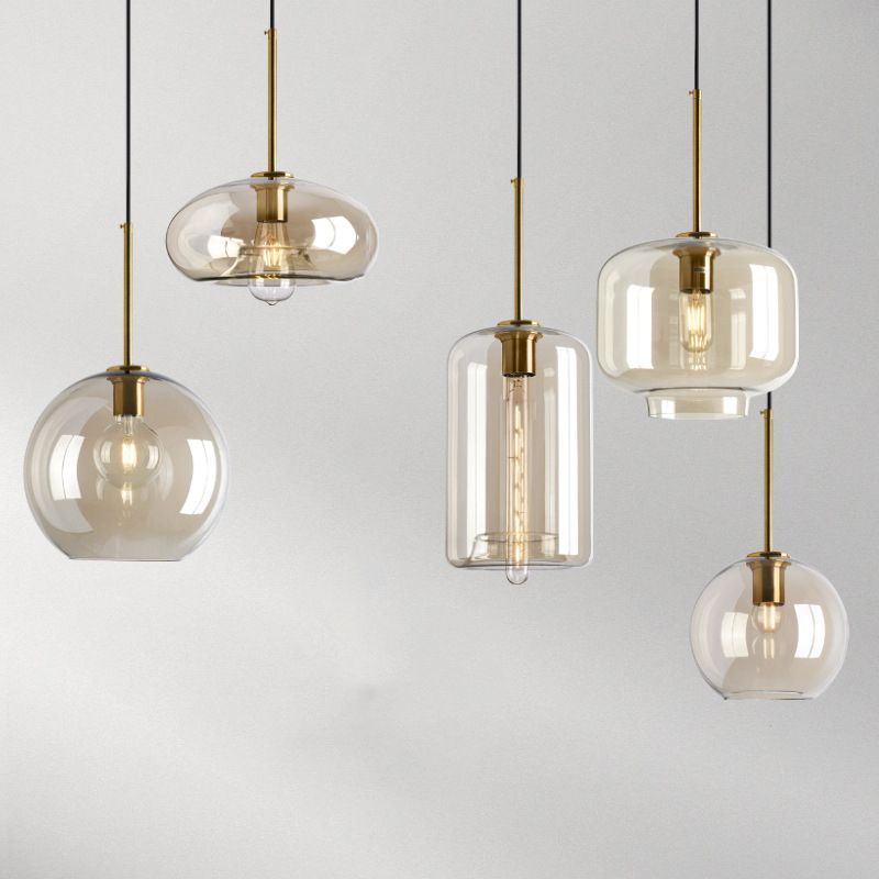 1 pendentif suspendu léger Style industriel en verre transparent plafond