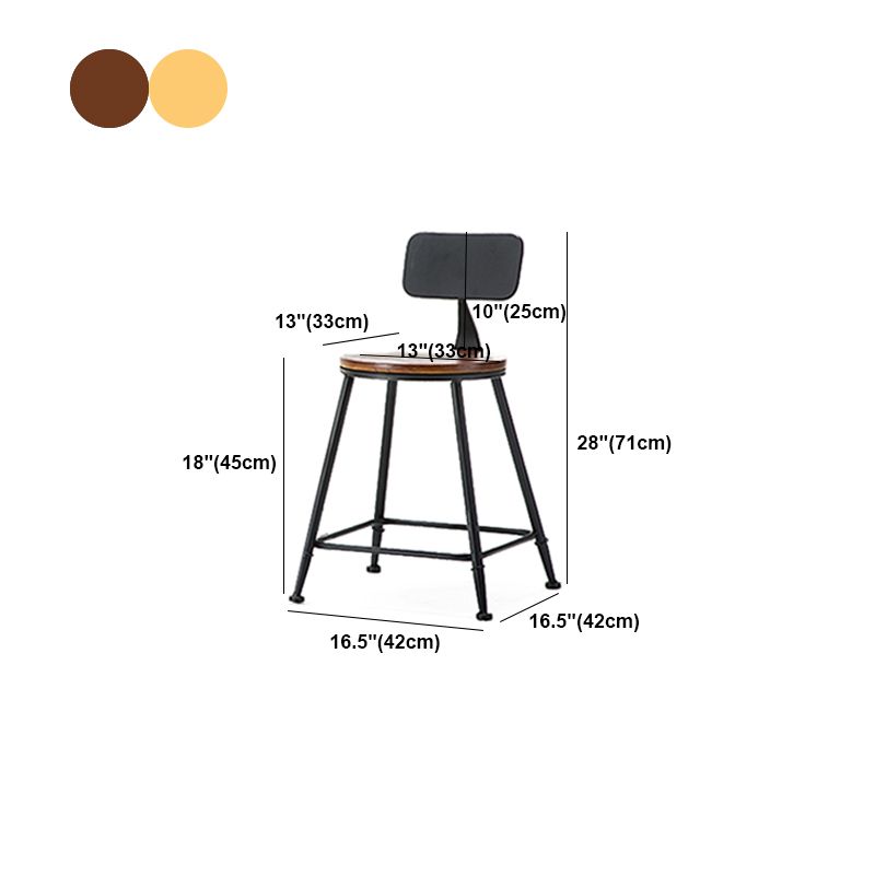 Industrial Style Backrest Counter Stool Iron Cafe Bar Stool with Seat and Pedal
