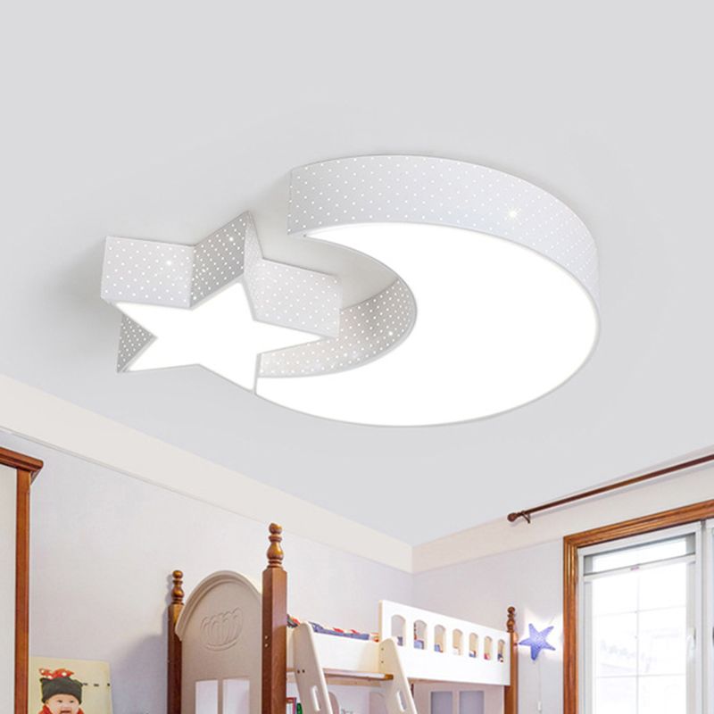 Lampada da soffitto da incasso per bambini in acrilico con montaggio a incasso a LED Moon and Star Kindergarten