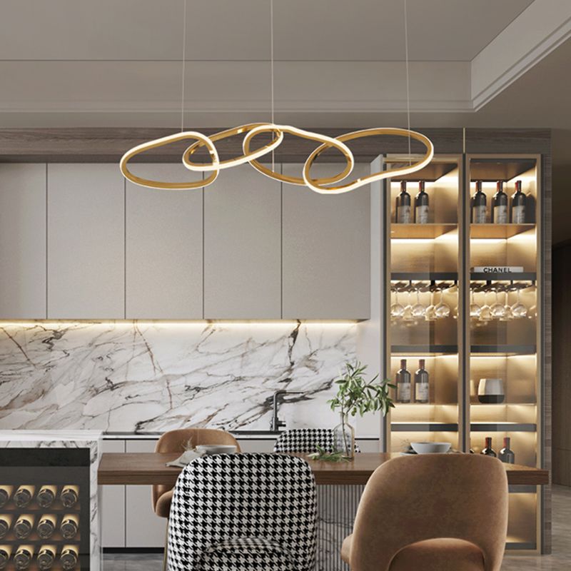 Illuminazione a sospensione lineare metallica moderna lampadario isola illuminazione