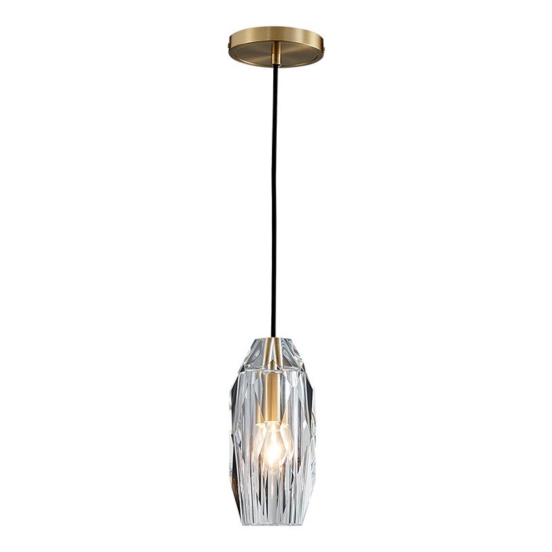 Post-modern Style Brass Crystal Hanging Light 3.9" Wide Mini Oval Simplicity Lighting Pendant for Restaurants Bar