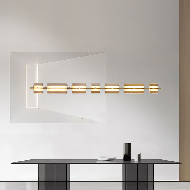 Glass Shade Hanging Island Lights Modern Black/Gold Island Lighting Ideas for Kitchen