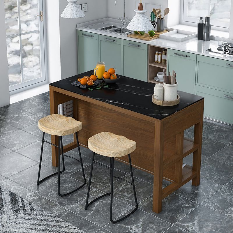 Contemporary Stationary Kitchen Island Set Wood Kitchen Island Set for Home Use