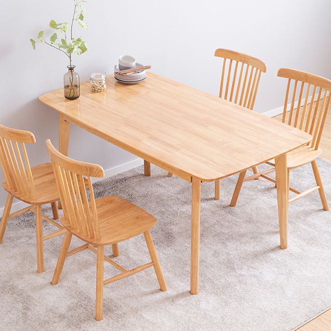 Modern Rectangle Dining Table Solid Wood 4 Legs Dining Table for Home Use
