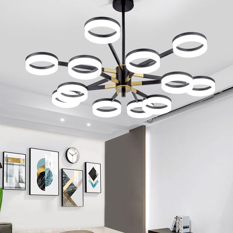 Modern Chandelier Lights Multiple Rings Pendant Lighting Fixtures Metal Chandelier