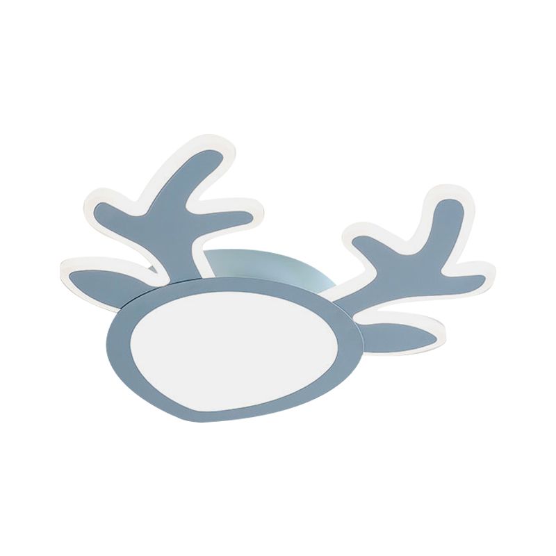 Antler hierro luces incorporadas Dormitorio Infantil Macaroon rosa / azul LED lámpara de techo