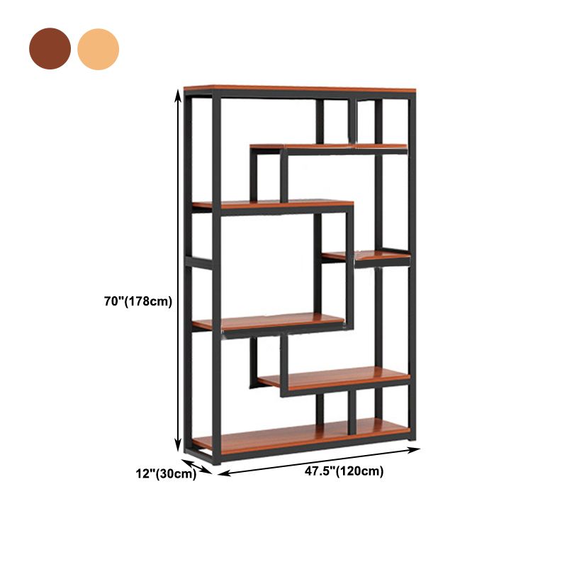 Geometric Book Shelf Wooden and Metal Bookcase for Home Office