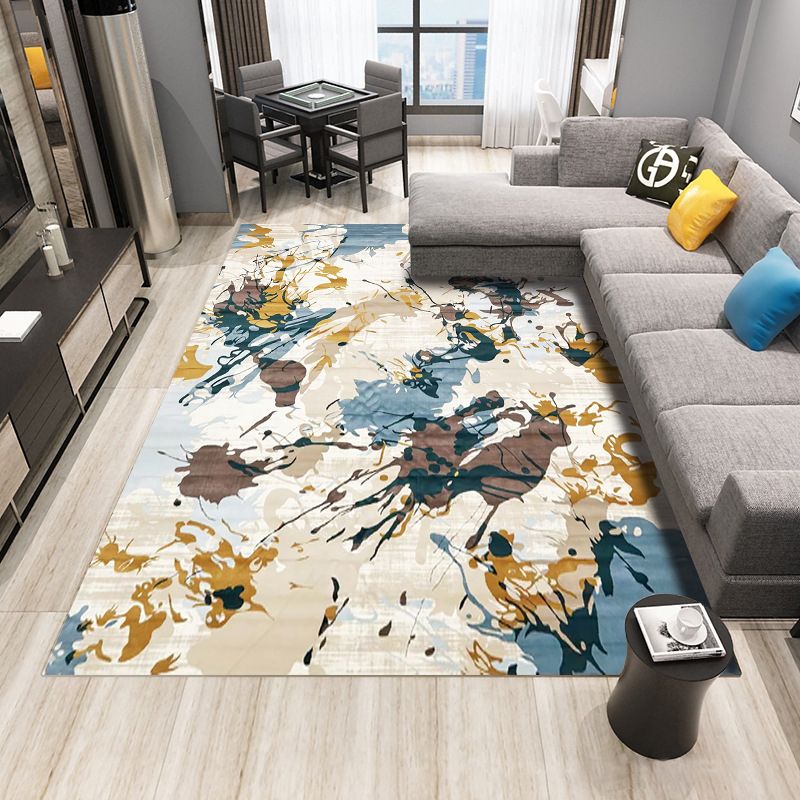 Modern Abstract Ink Painting Rug Individuality Trendy Polyester Carpet Anti-Slip Backing Carpet for Home Decoration