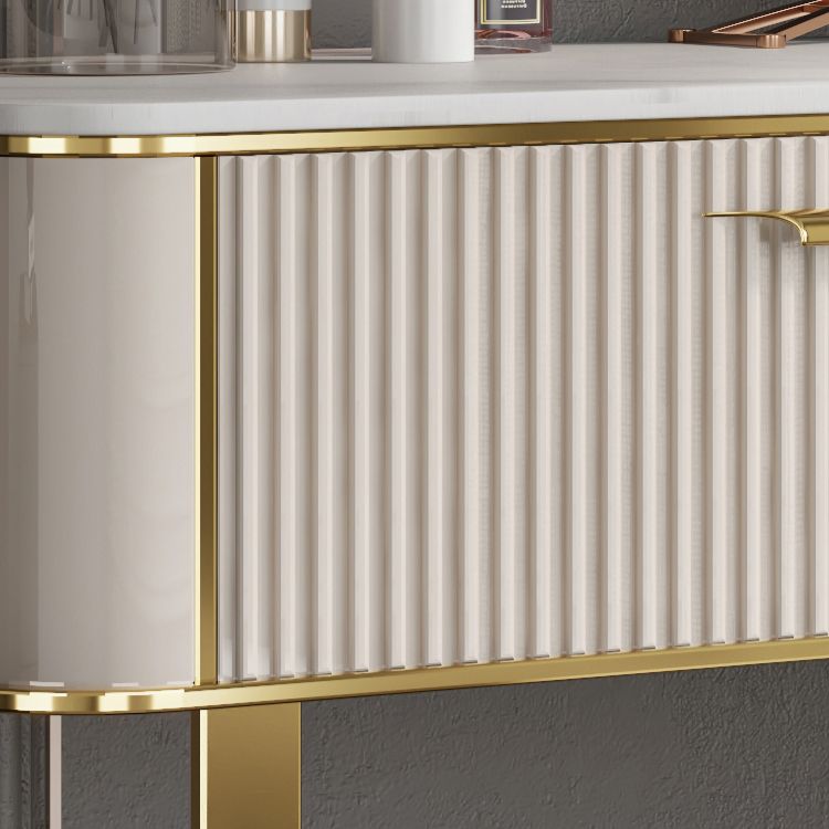 2/5-Drawer Vanity Makeup Table Set Metal Dressing Table in Beige