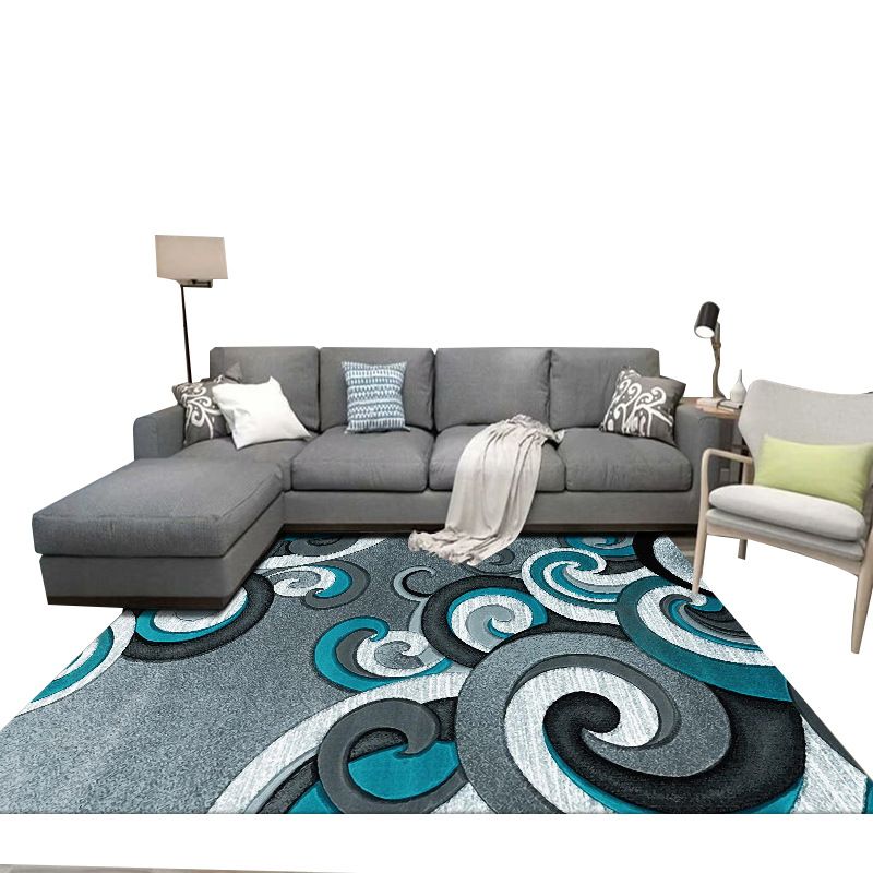 Modern Style Rectangle Shape Rug Geometric Pattern Living Room Carpet Washable Area Rug