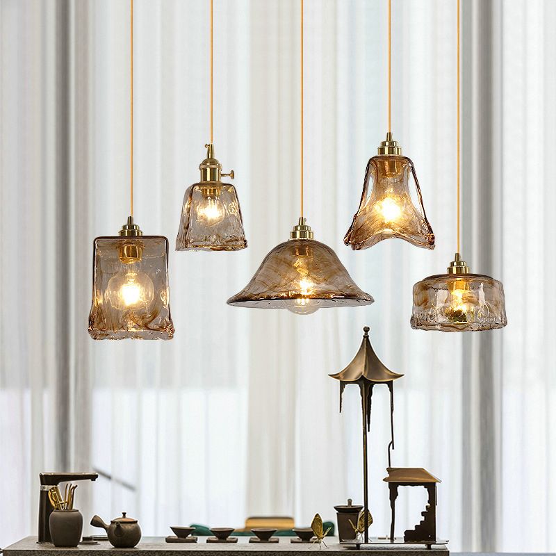 Moderne hanglampverlichting Geometrische hanglamp 3 Lichtglashanglicht in goud