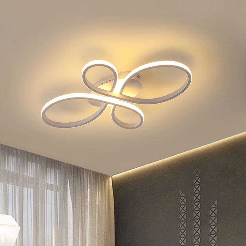 Bedroom LED Ceiling Mounted Light Minimalist White/Coffee Flush Mount with Petals Acrylic Frame, Warm/White/Natural Light