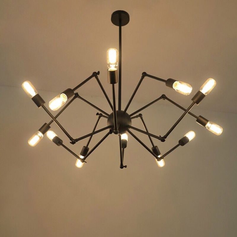 Lámpara de lámpara de araña expuesta industrial lámpara de metal lámpara en negro