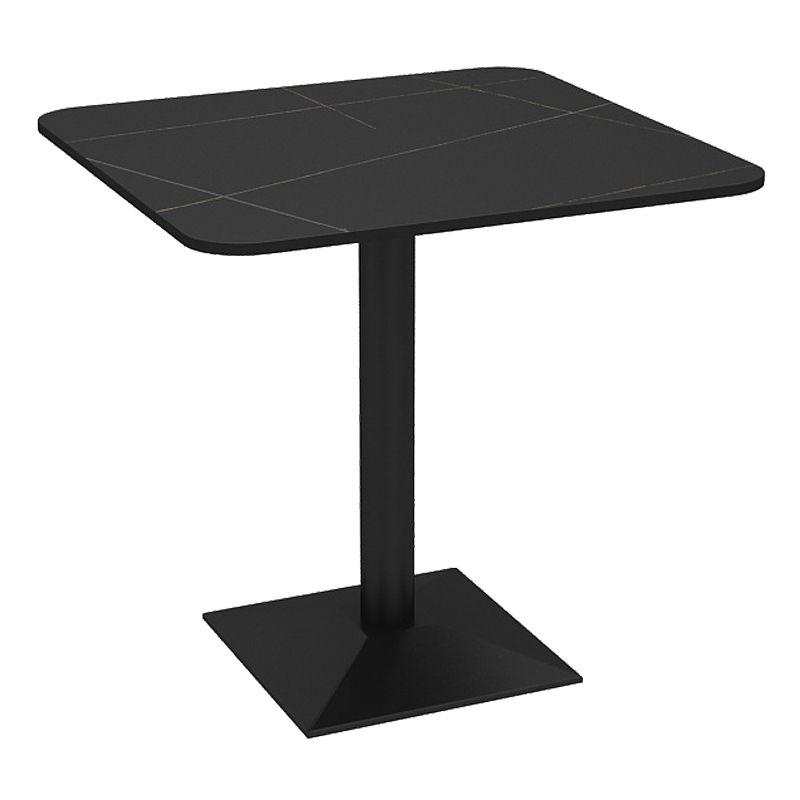 Mesa de comedor de piedra sinterizada de estilo industrial, mesa de cocina, mesa negra con base de metal