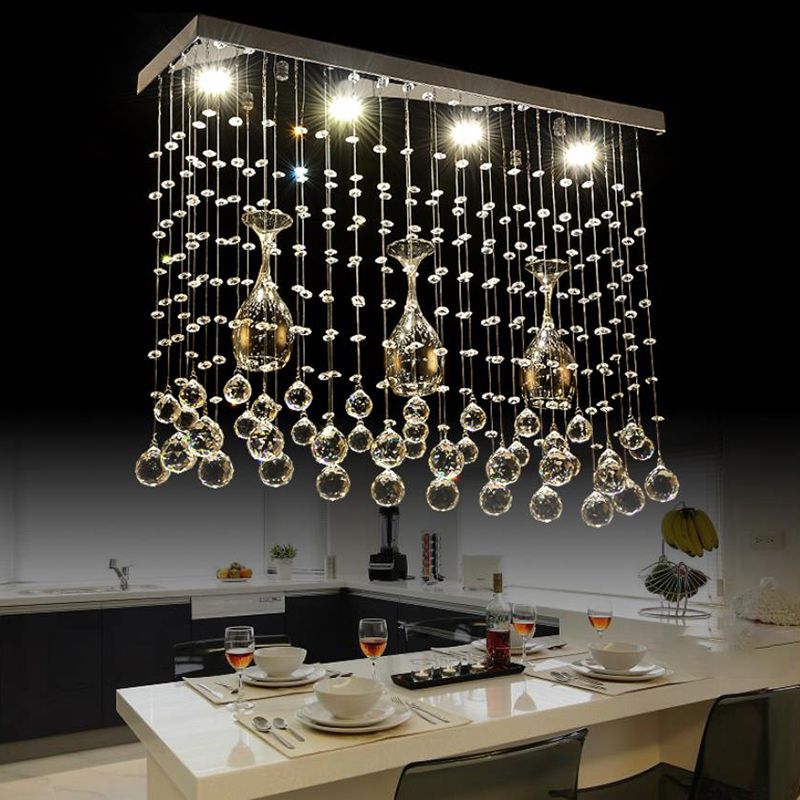 Luminaire encastré chromé LED moderne monté au plafond en cristal incrusté, 25,5 "/ 31,5" / 39 "de long