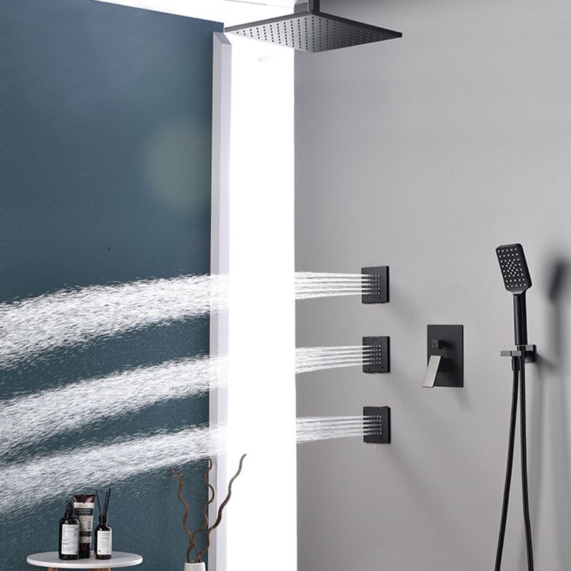 Square Black Spot Resist Shower Faucet Shower Arm Shower with Handheld Shower Head