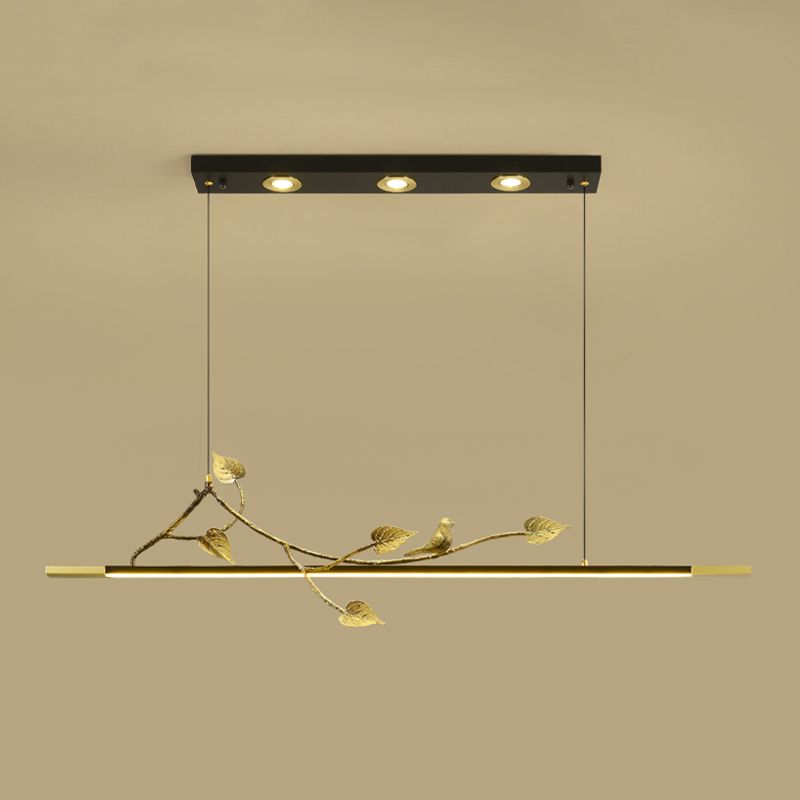 Modern Style Linear Shape Island Lights Metal 4 Light Island Lighting Ideas in Black