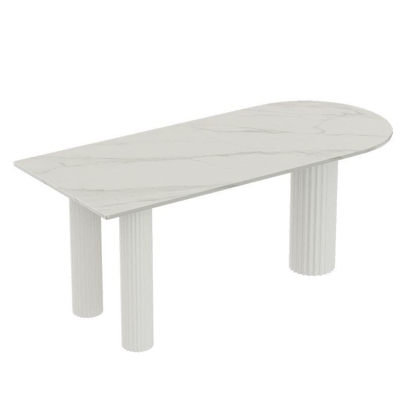 Free Form White Dining Table Sintered Stone Table Modern Style with 3 Legs