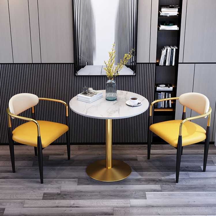 Silla de comedor moderna de cuero mate con brazo abierto para sala de reuniones